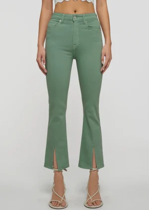 Derek Lam -Mira Front Slit Crop Flare Jeans Shale Green