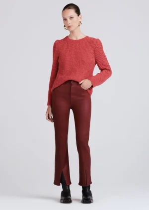 Derek Lam -Mira Front Slit Crop Flare Jeans Mahogany