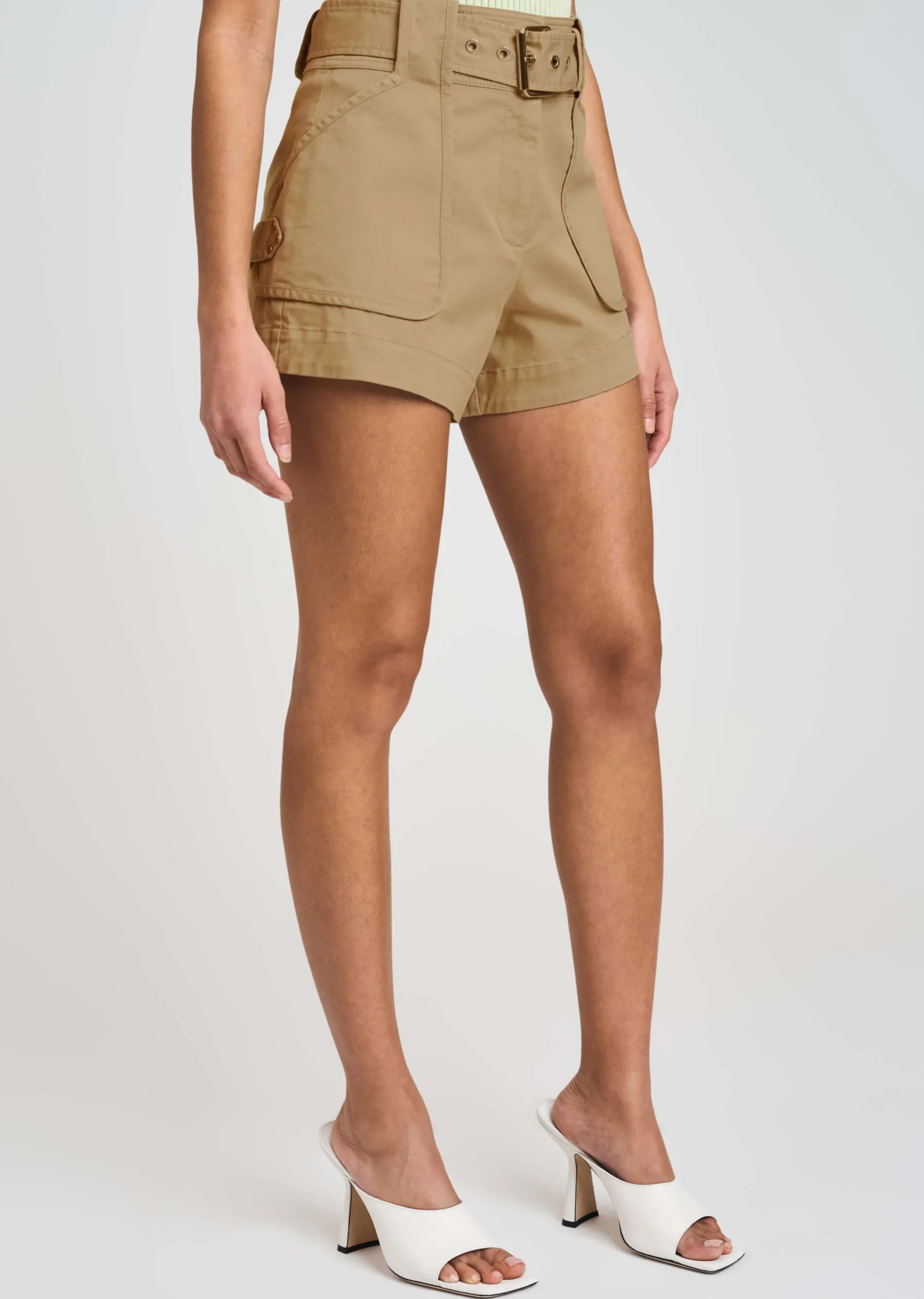 Derek Lam -Monterey Belted Shorts Khaki