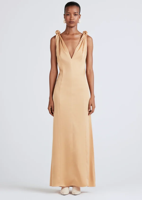 Derek Lam -Naiomy Knot Shoulder Maxi Dress Fawn