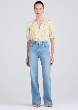 Derek Lam -Nora Puff Sleeve Top Yellow Multi