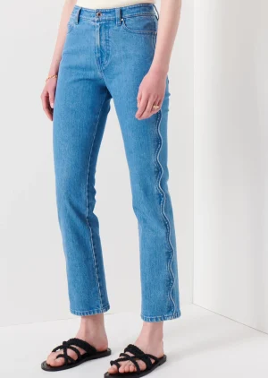 Derek Lam -Paloma Wavy Seam Slim Pants Washed Blue