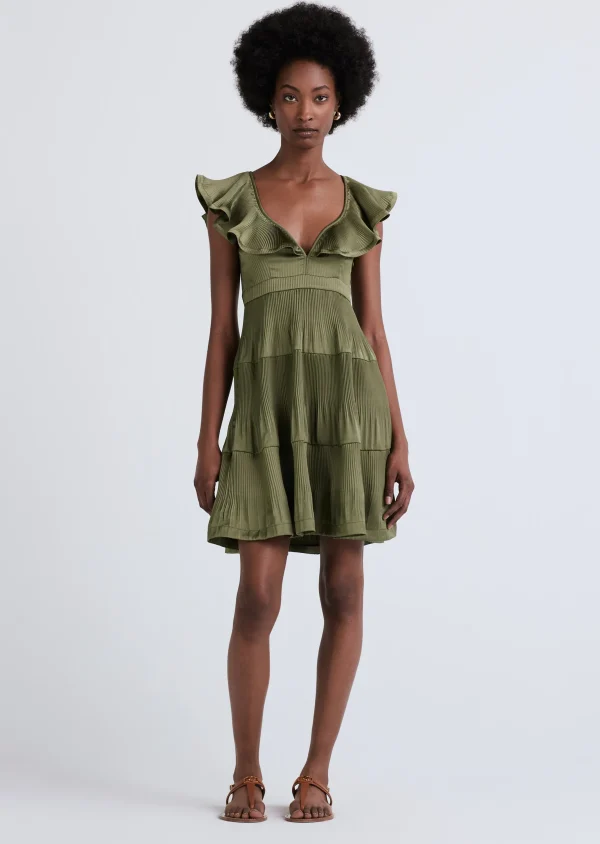 Derek Lam -Persis Pleated Ruffle Dress Fatigue