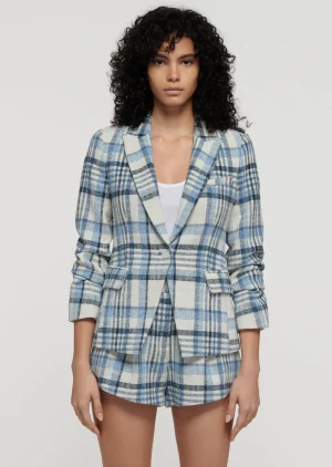 Derek Lam -Ralph Ruched Sleeve Jacket Blue Multi