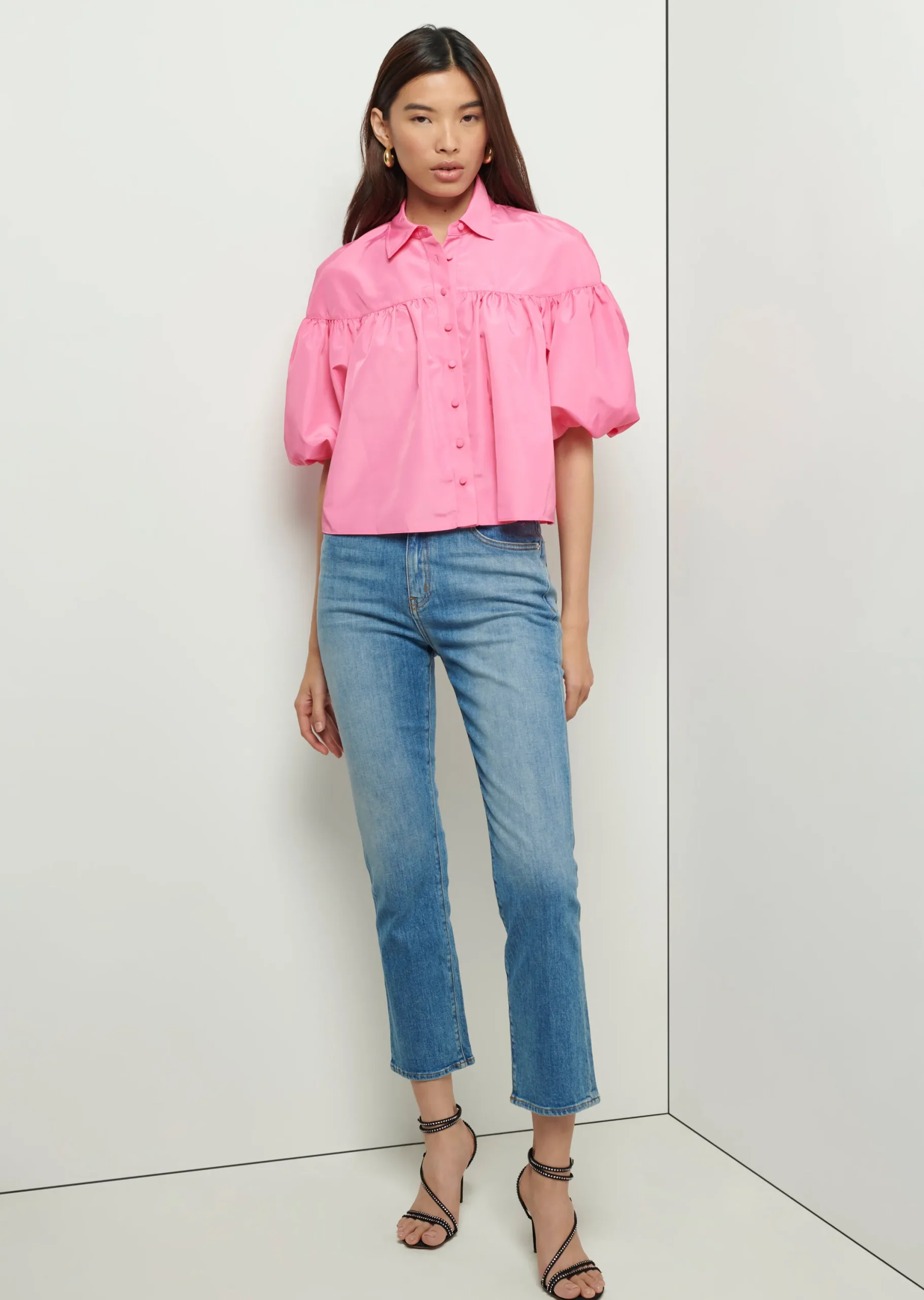 Derek Lam -Rosa Balloon Sleeve Shirt Carnation