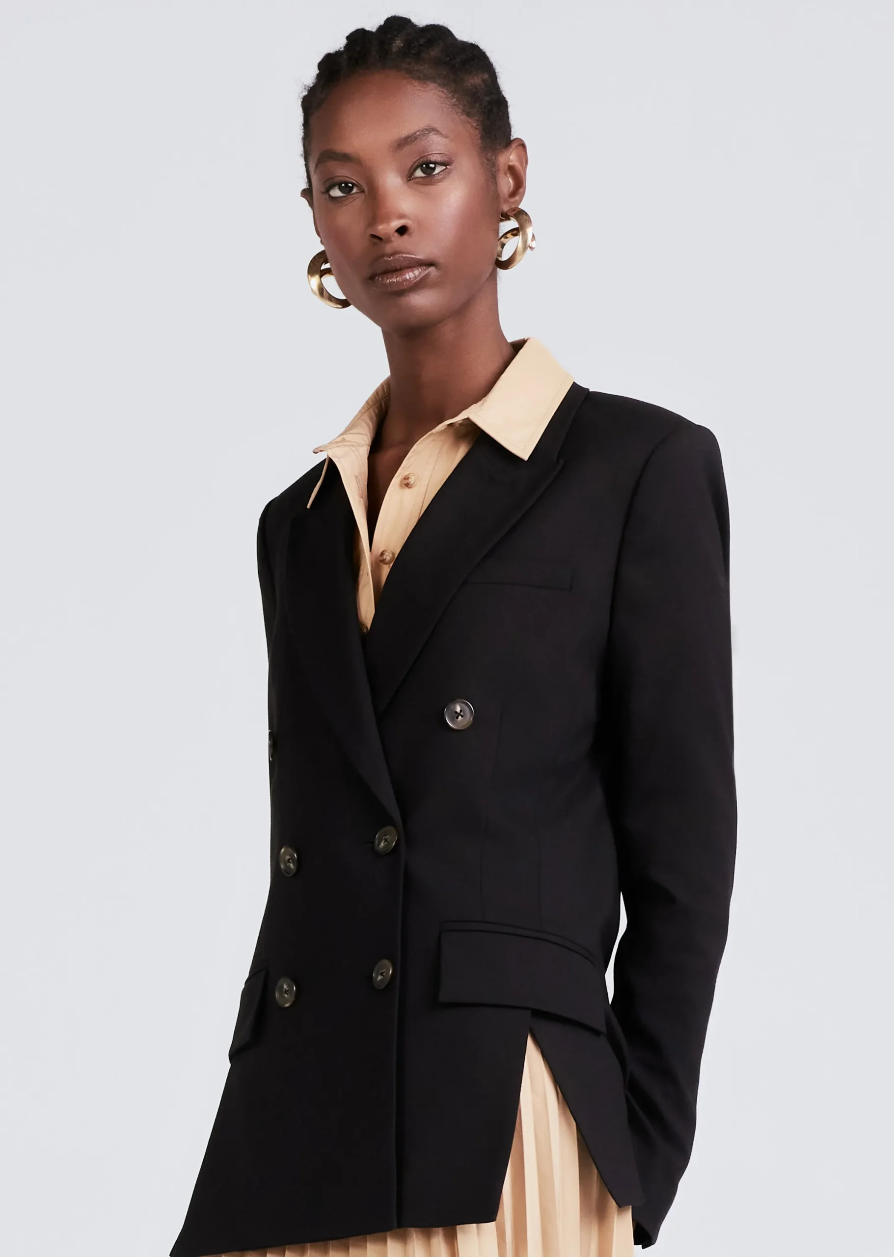 Derek Lam -Sandra Double Breasted Slit Blazer Black