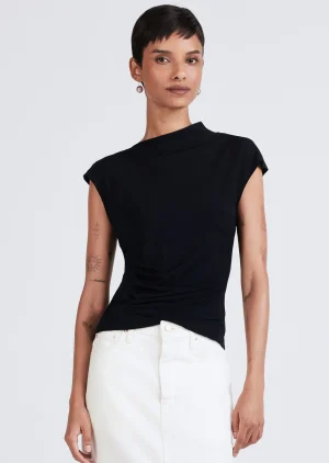 Derek Lam -Sasha Cap Sleeve Ruched Tee Midnight