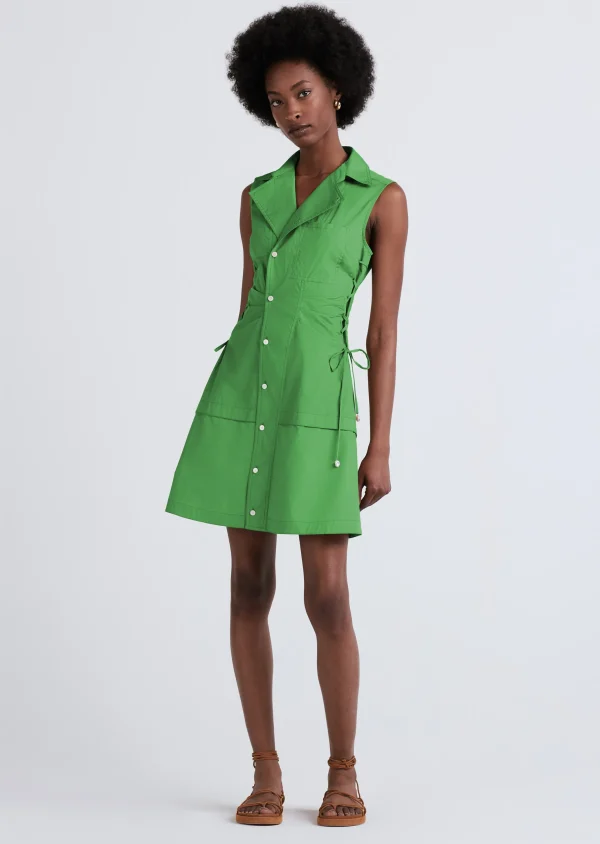 Derek Lam -Serena Lace Up Shirt Dress Green Clover