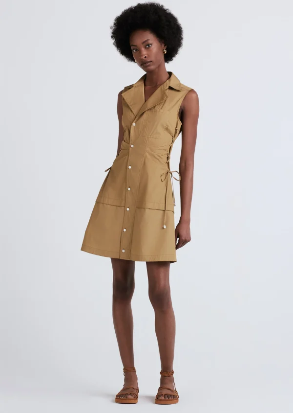 Derek Lam -Serena Lace Up Shirt Dress Amber Green