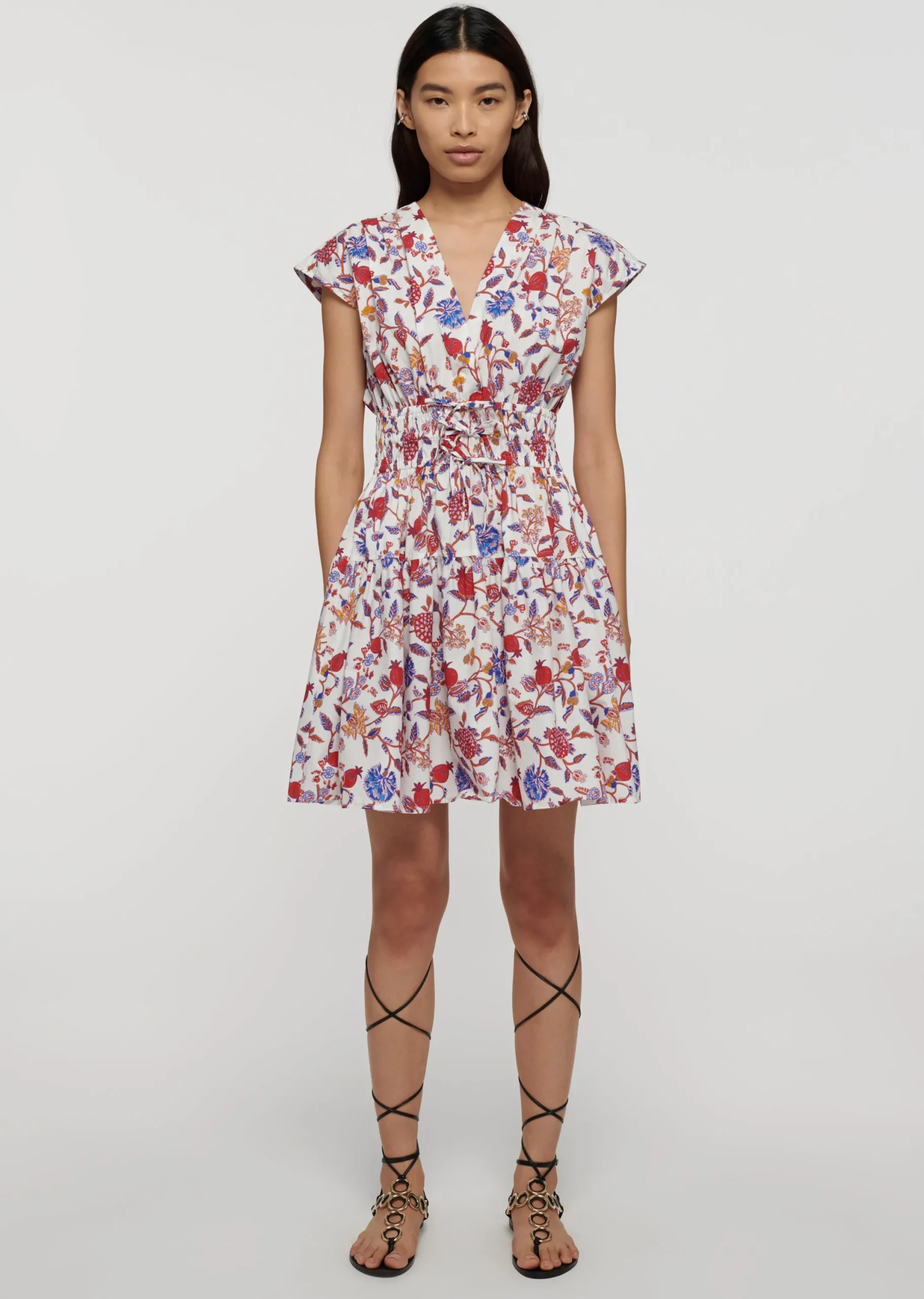 Derek Lam -Tora V-Neck Dress White Multi
