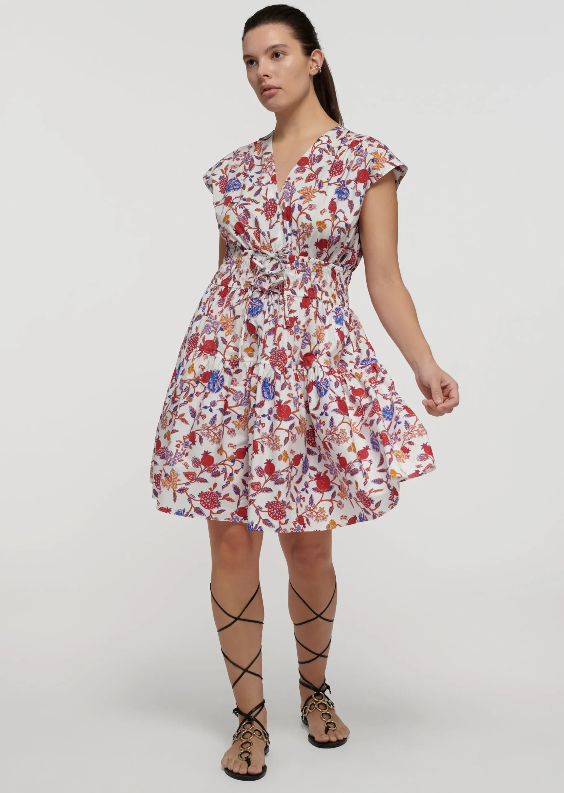 Derek Lam -Tora V-Neck Dress White Multi