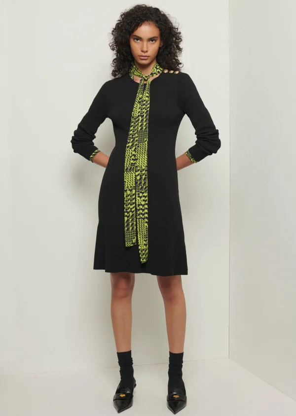 Derek Lam -Vanessa Long Sleeve Flounce Hem Dress Black