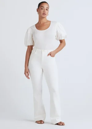 Derek Lam -Willa Balloon Sleeve Scoop Neck Top Off White