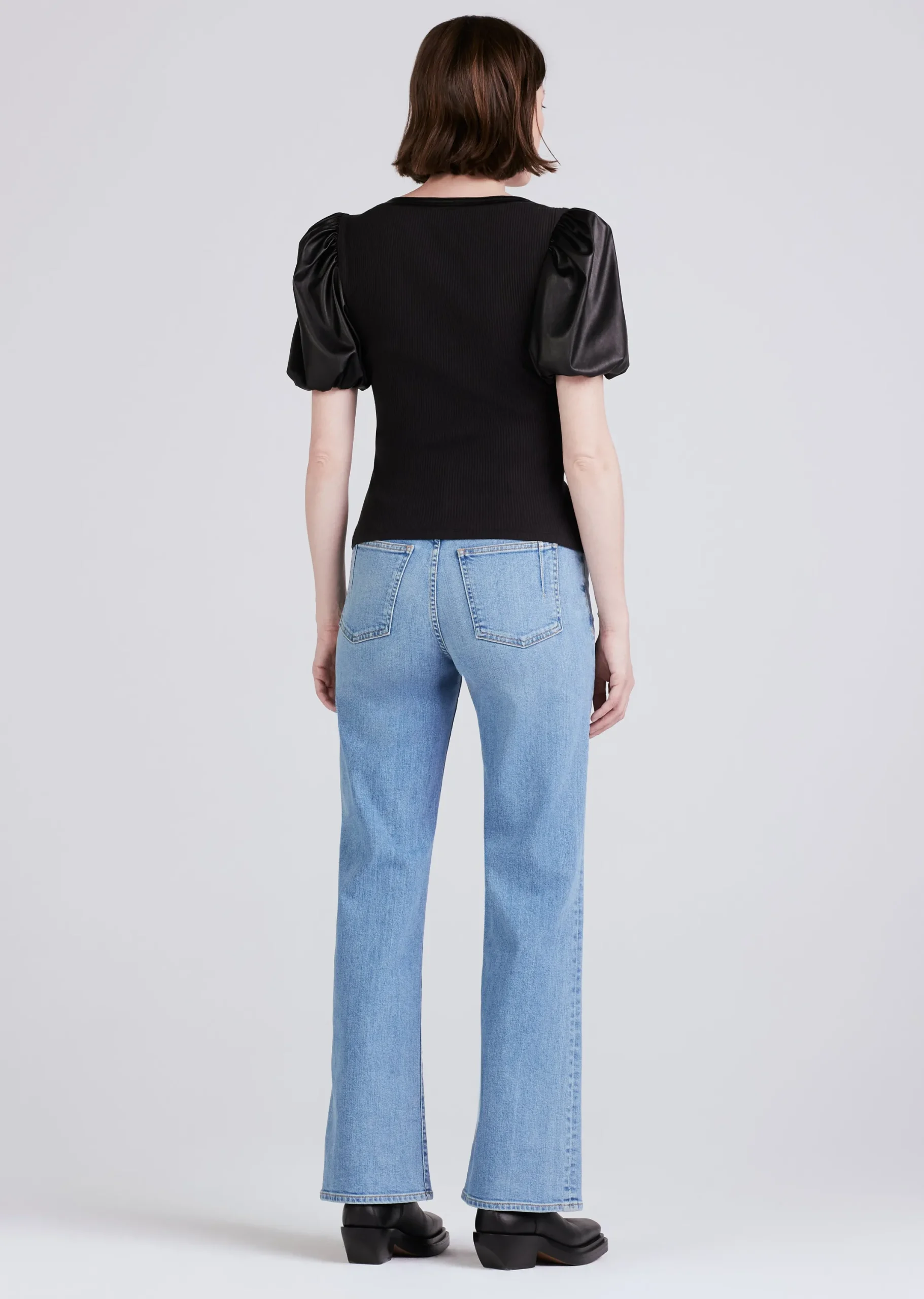 Derek Lam -Willa Contrast Balloon Sleeve Top Black