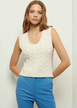 Derek Lam -Yuna Lace Up Tank Ivory